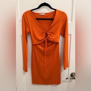 Zara Vibrant Orange Long Sleeve Dress